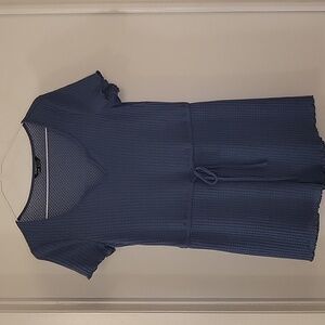 SHEIN Lune Notched Neck Lettuce Trim Romper (Sz 4) Blue